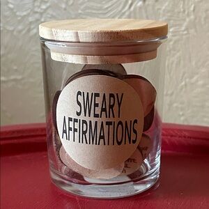 Laser cut jar of mini swear affirmations. Coworker, friend, anyone gift!